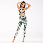 Pakaian Atletik Kustom Printing Crop Top Floral + Celana Legging Yoga pemasok
