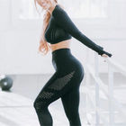 Wanita Yoga Pakaian Cepat Kering Lubang Flawless Knit Yoga Set Legging Gym Tinggi Berpinggang pemasok