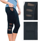 Calf Length Yoga Pants Celana Olahraga Capri / Gym Legging Mesh Hitam Berpinggang Tinggi pemasok
