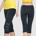 Calf Length Yoga Pants Celana Olahraga Capri / Gym Legging Mesh Hitam Berpinggang Tinggi pemasok