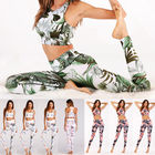 Pakaian Atletik Kustom Printing Crop Top Floral + Celana Legging Yoga pemasok